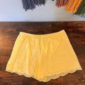 Never Worn Yellow Eyelet Shorts with Scallop Hem from A New Day Size XL
